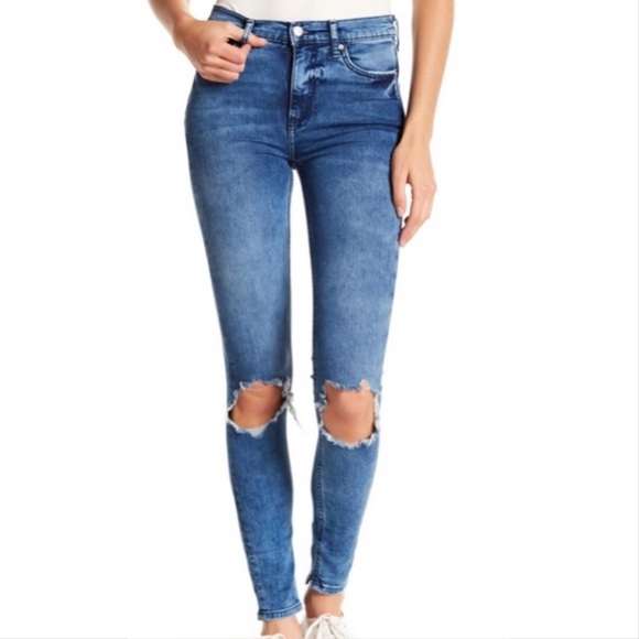 Free People Denim - Free People busted knee high waist skinny